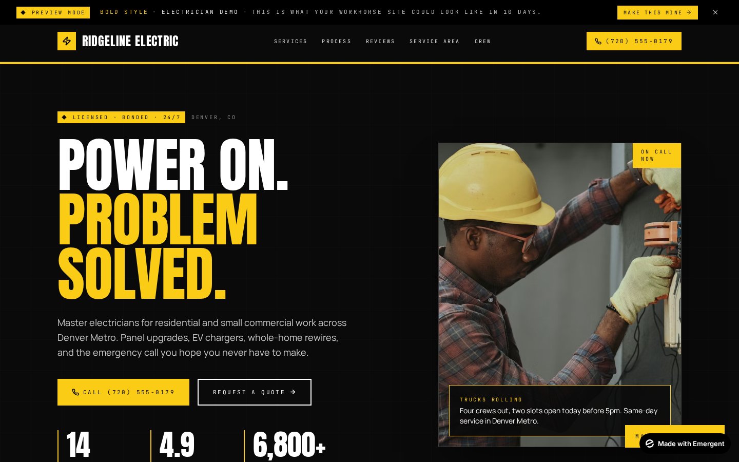 Bold style. Real website preview