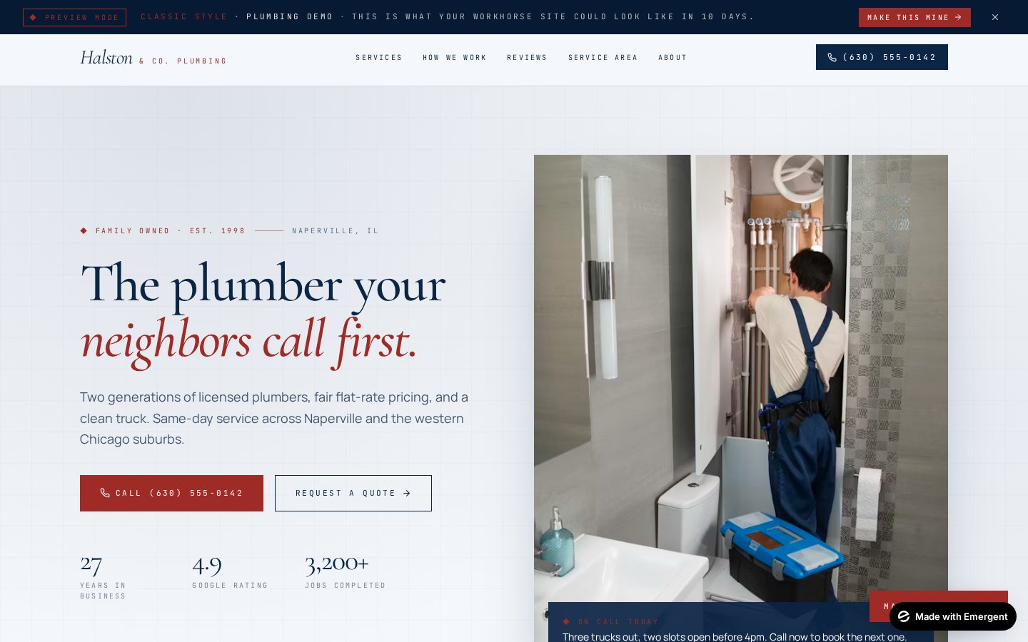 Classic style. Real website preview